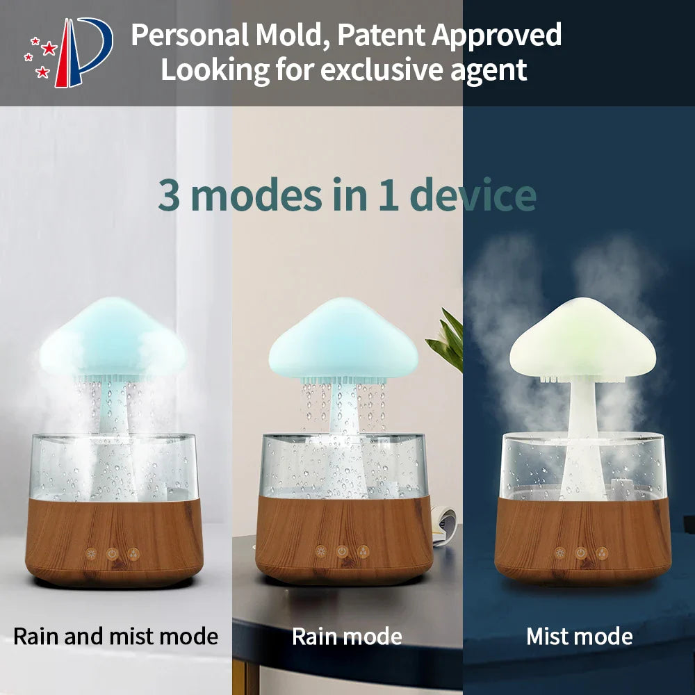 Rain Cloud Humidifier Mist Maker Relaxing Raindrop Lamp For Oil Aroma Cloud Diffuser Mushroom Rain Humidifier