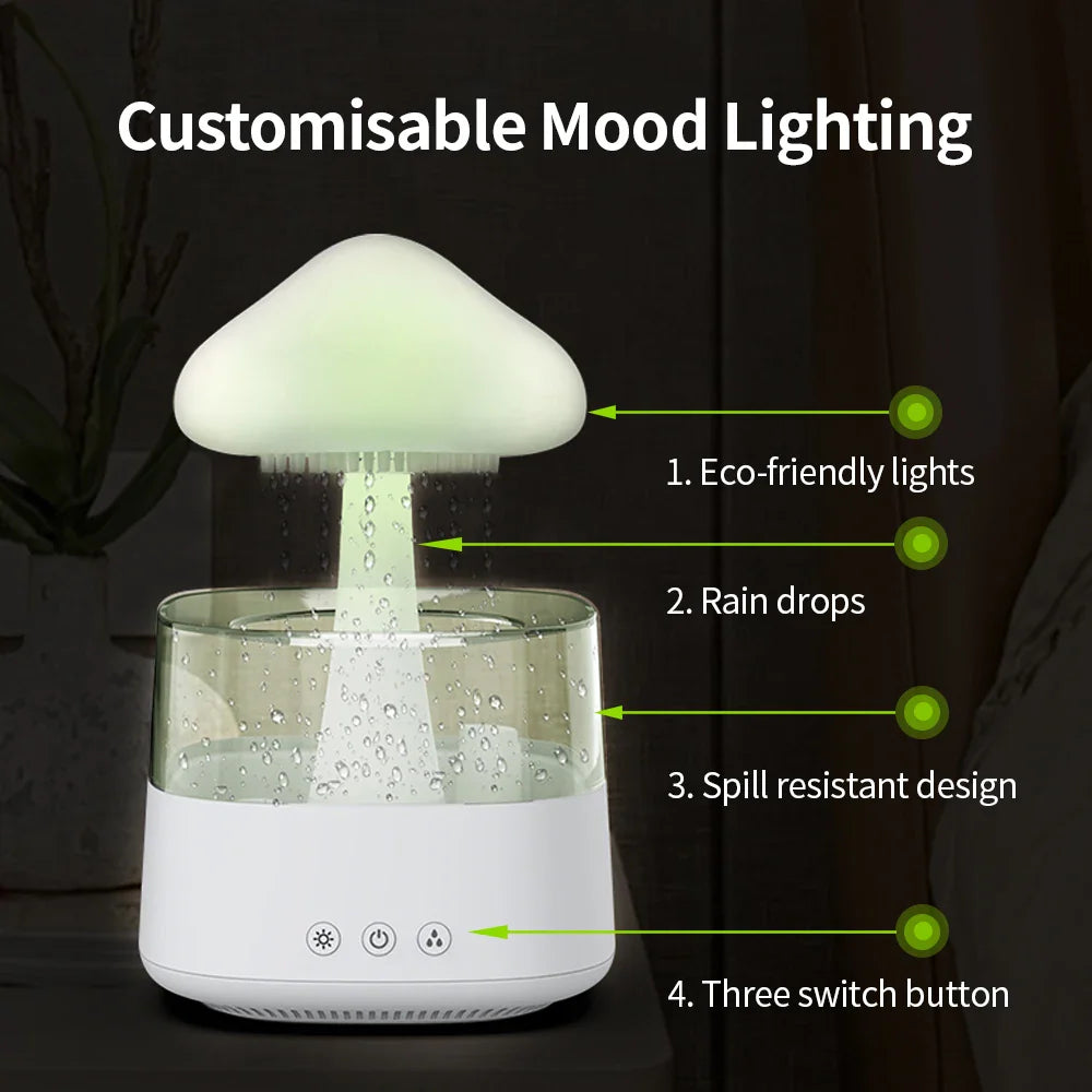 Rain Cloud Humidifier Mist Maker Relaxing Raindrop Lamp For Oil Aroma Cloud Diffuser Mushroom Rain Humidifier